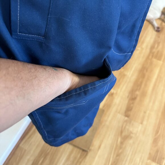 Vtg Womens 1970s Jacket Blue Button Up Coat 14 XL Lined Atkins Hong Kong Pockets - Picture 8 of 8